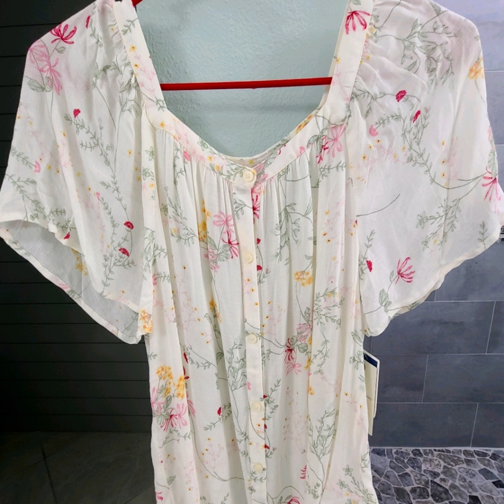 Lucky Brand Short Sleeve Women's Floral Top